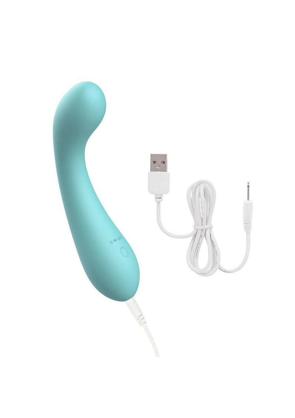 Swan Curve Rechargeable Silicone G-Spot Vibrator - Teal