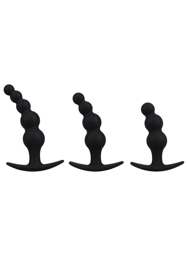 Mood Naughty Beaded Trainer Silicone Anal Plug (3 Piece Set) - Black