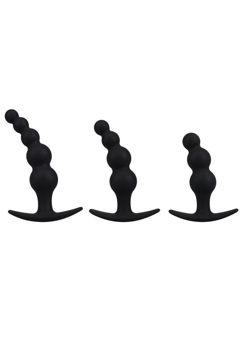 Mood Naughty Beaded Trainer Silicone Anal Plug (3 Piece Set) - Black