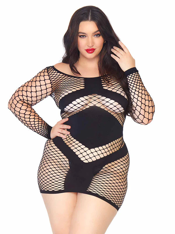 Take Charge Plus Fishnet Dress