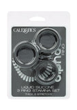 Alpha Liquid Silicone Cock Ring Endurance Set (3 Piece) - Black