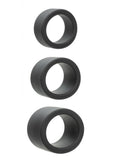 Alpha Liquid Silicone Cock Ring Endurance Set (3 Piece) - Black
