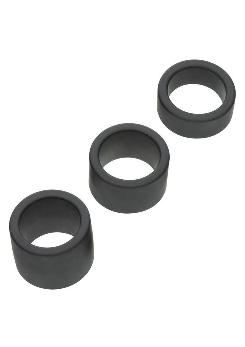 Alpha Liquid Silicone Cock Ring Endurance Set (3 Piece) - Black