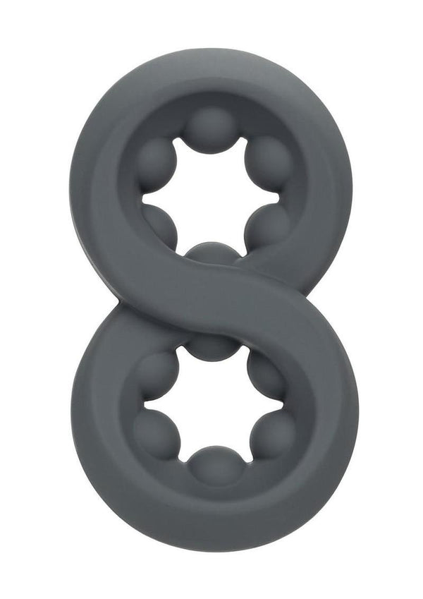 Alpha Liquid Silicone Beaded Crazy 8 Cock Ring - Gray