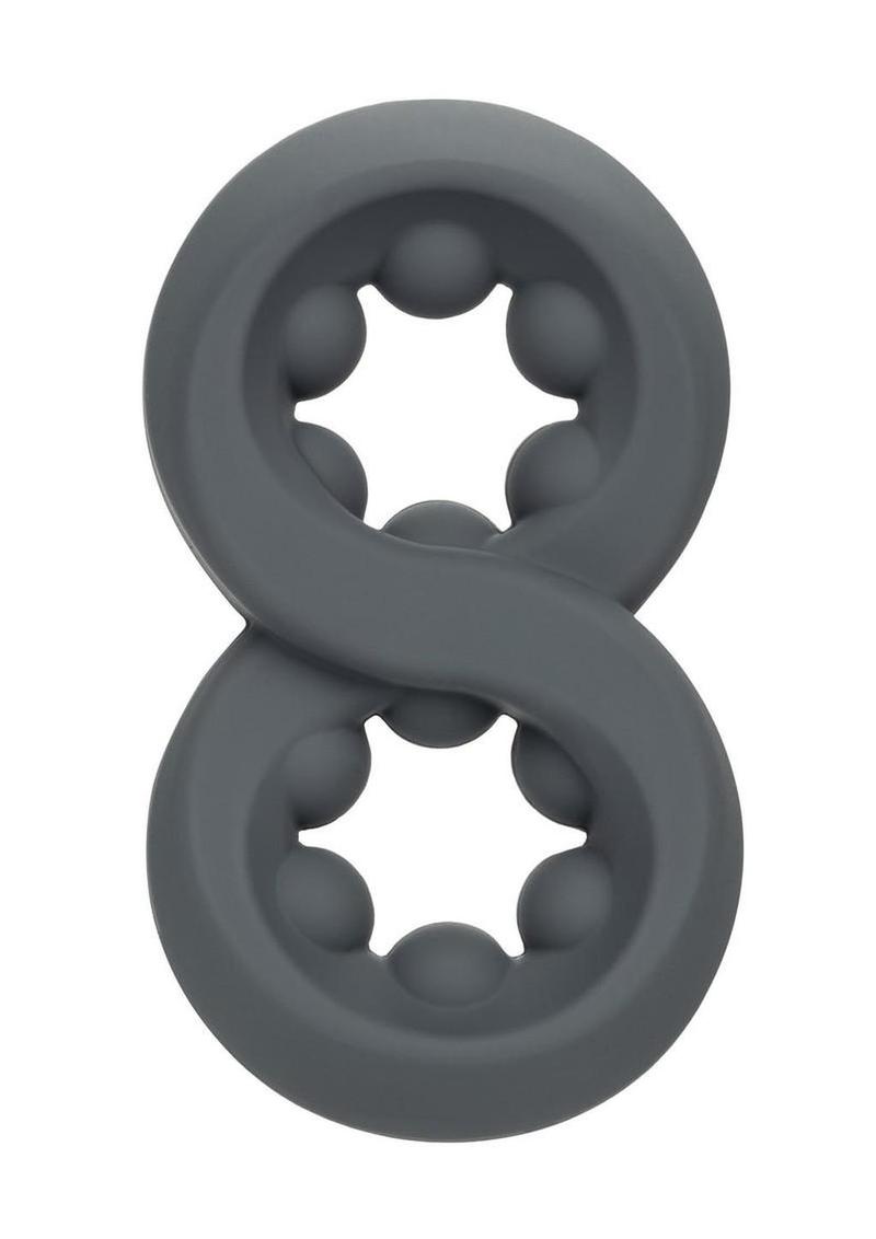 Alpha Liquid Silicone Beaded Crazy 8 Cock Ring - Gray