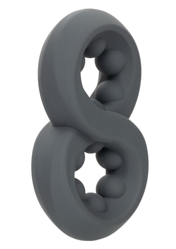 Alpha Liquid Silicone Beaded Crazy 8 Cock Ring - Gray