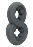 Alpha Liquid Silicone Beaded Crazy 8 Cock Ring - Gray