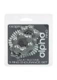 Alpha Liquid Silicone Cock Ring Endurance Set (3 Piece) - Gray
