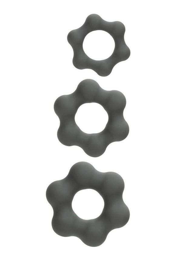 Alpha Liquid Silicone Cock Ring Endurance Set (3 Piece) - Gray