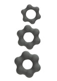 Alpha Liquid Silicone Cock Ring Endurance Set (3 Piece) - Gray
