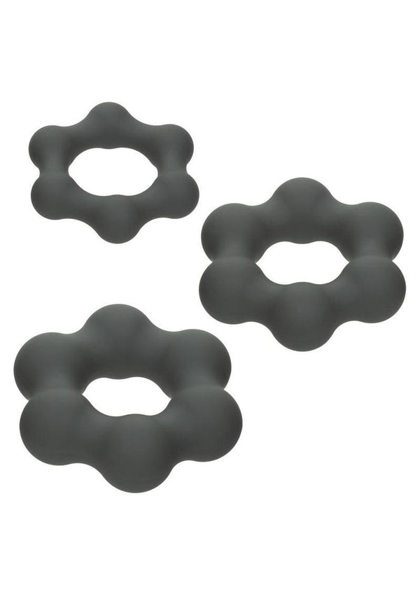 Alpha Liquid Silicone Cock Ring Endurance Set (3 Piece) - Gray