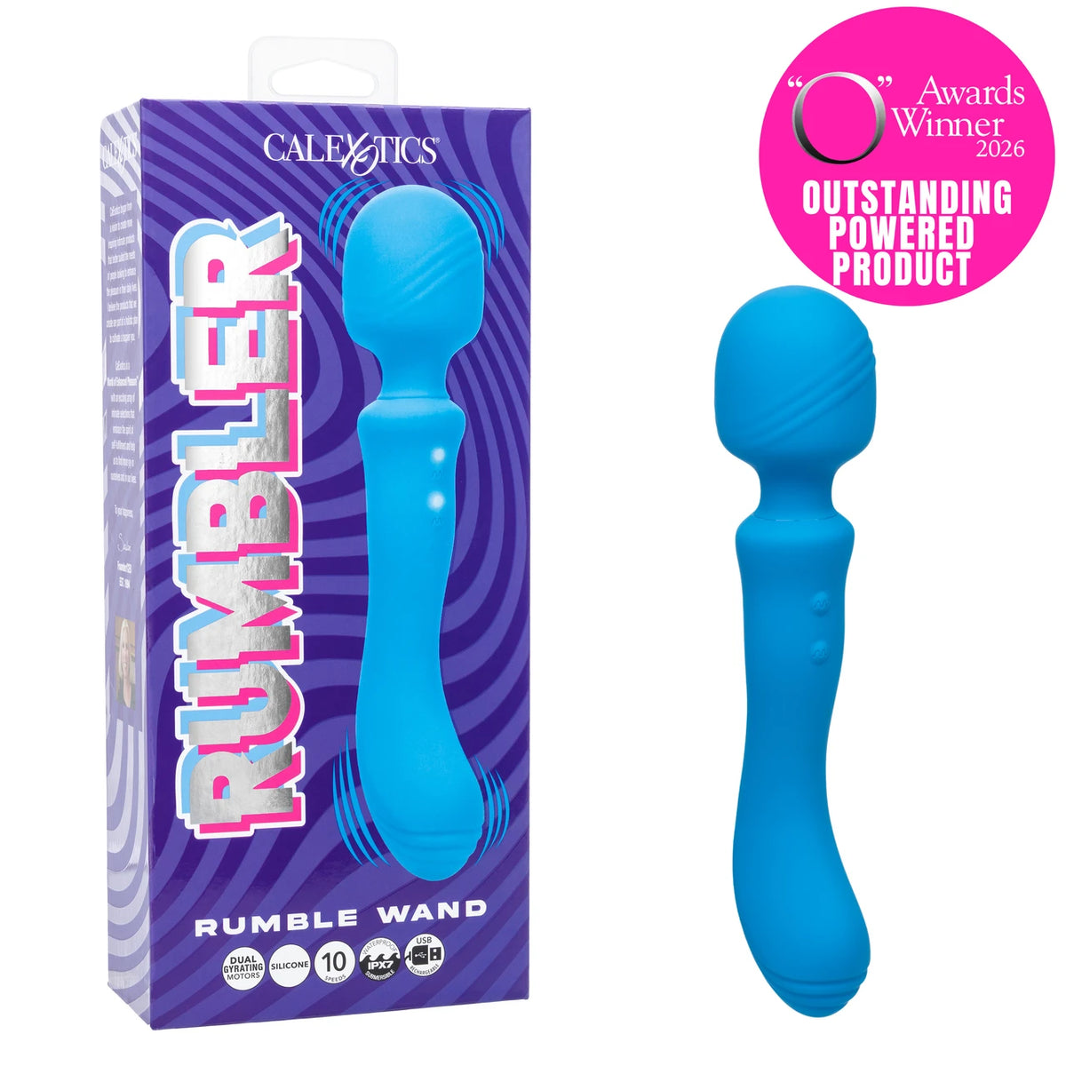 Rumbler Rumble Wand Rechargeable Silicone Vibrator - Blue