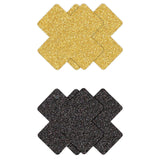 Pretty Pasties - Glitter Cross - Black/Gold - 2 Pair