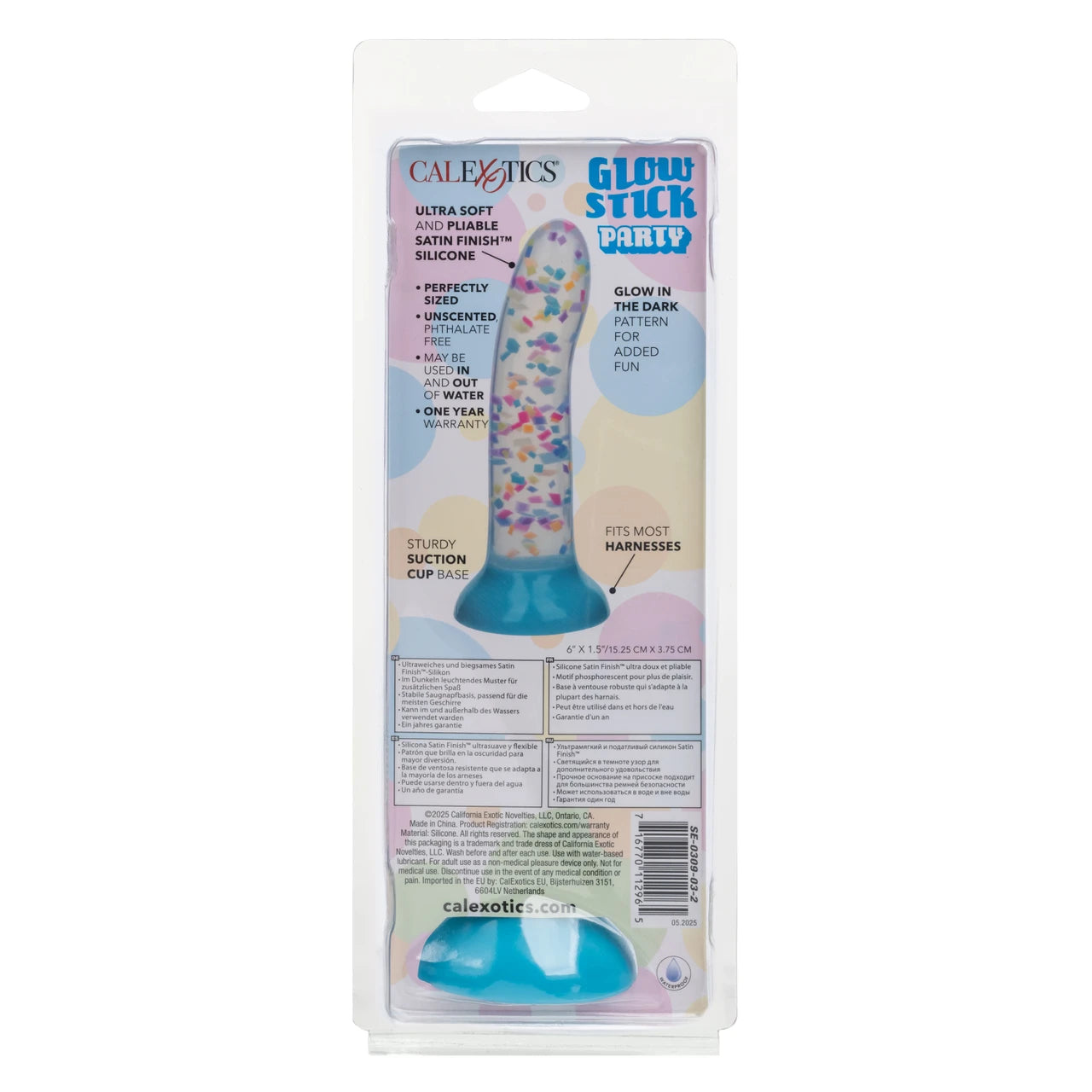 Glow Stick Party Silicone Glow-In-The-Dark Dildo with Suction - Blue