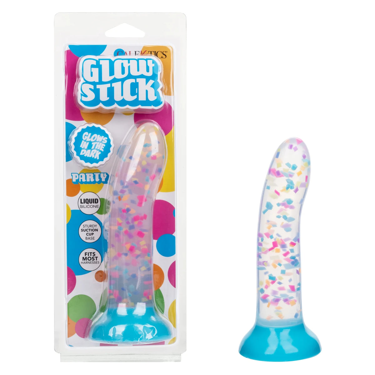 Glow Stick Party Silicone Glow-In-The-Dark Dildo with Suction - Blue