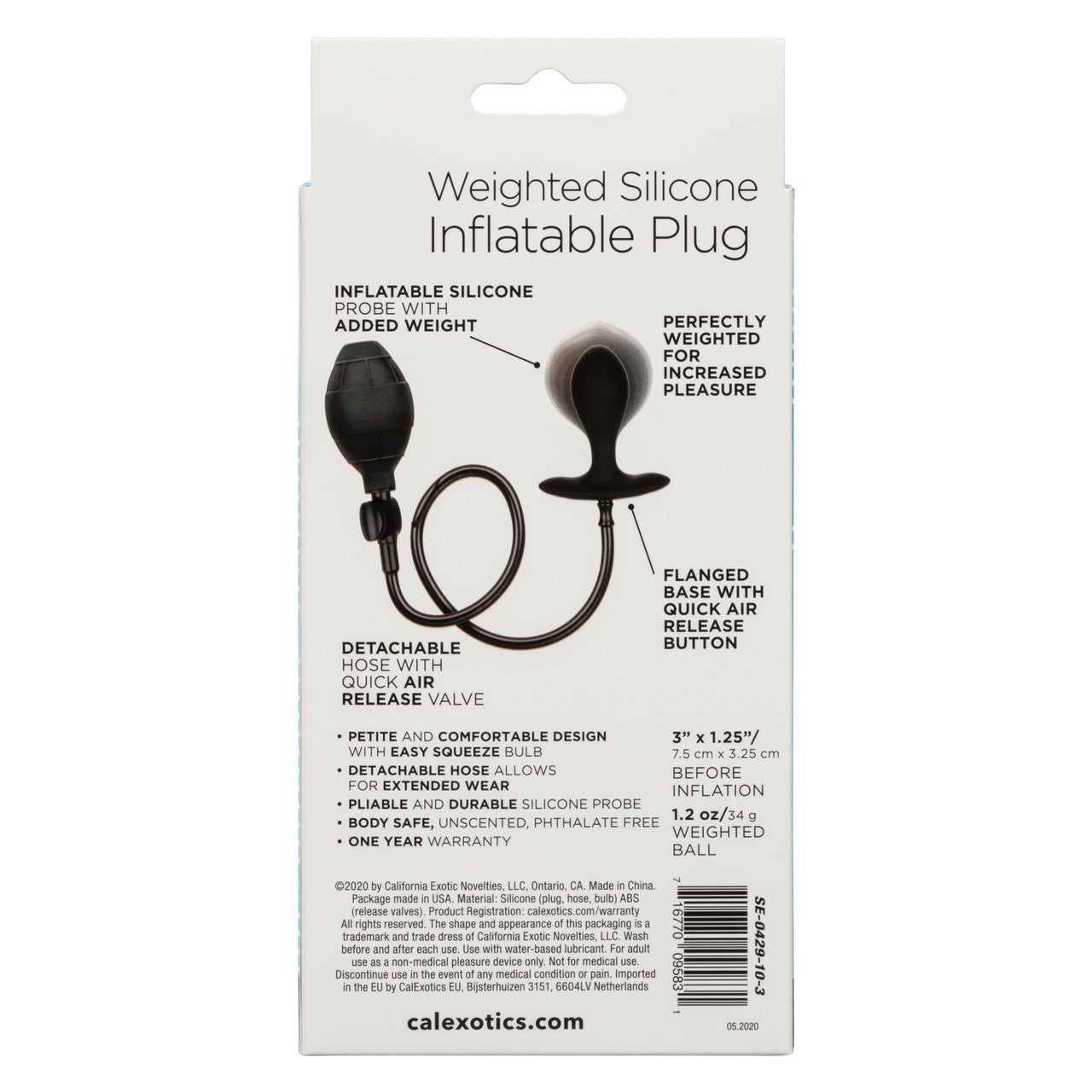 Weighted Silicone Inflatable Plug - Black
