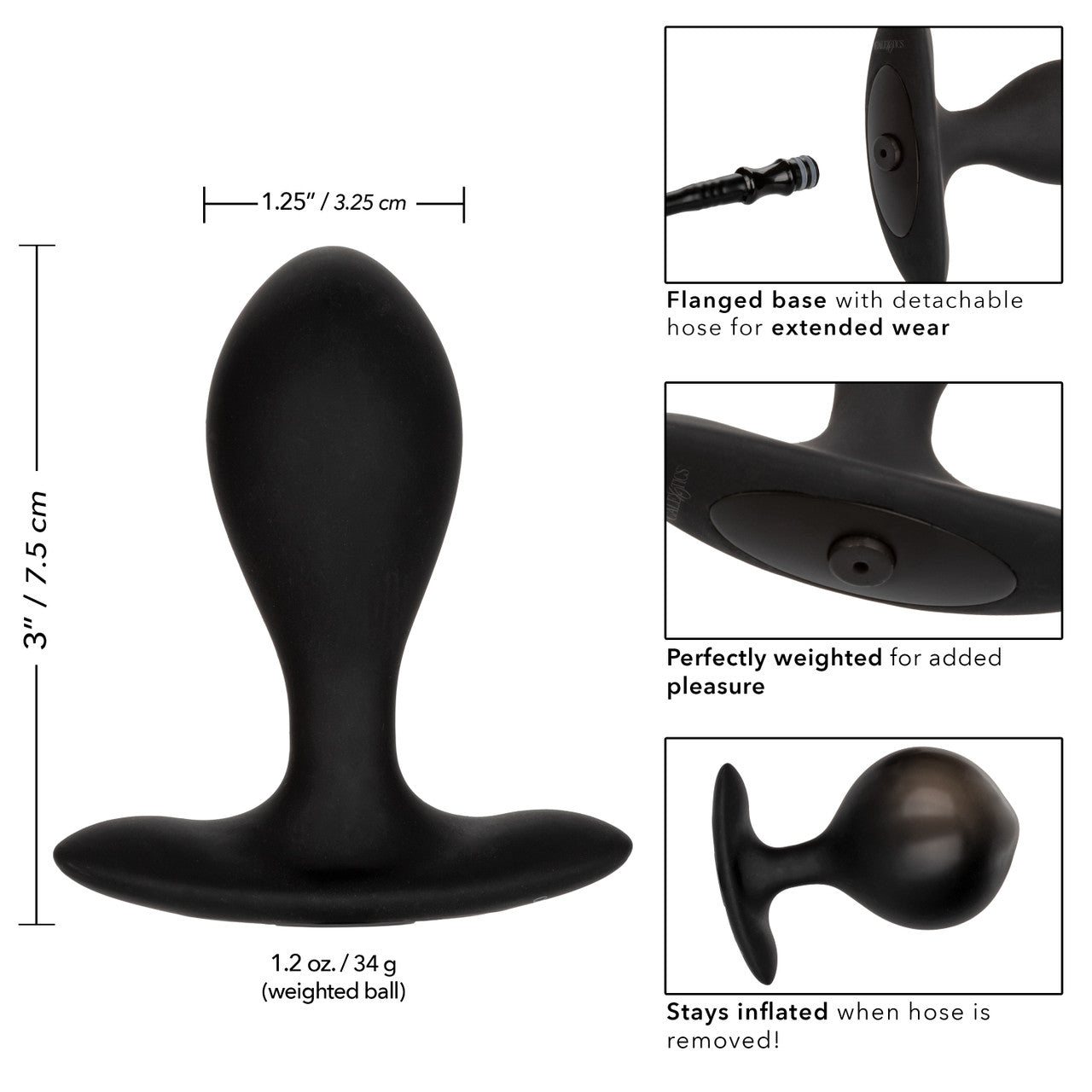 Weighted Silicone Inflatable Plug - Black