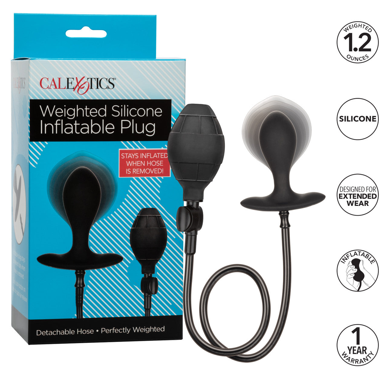 Weighted Silicone Inflatable Plug - Black