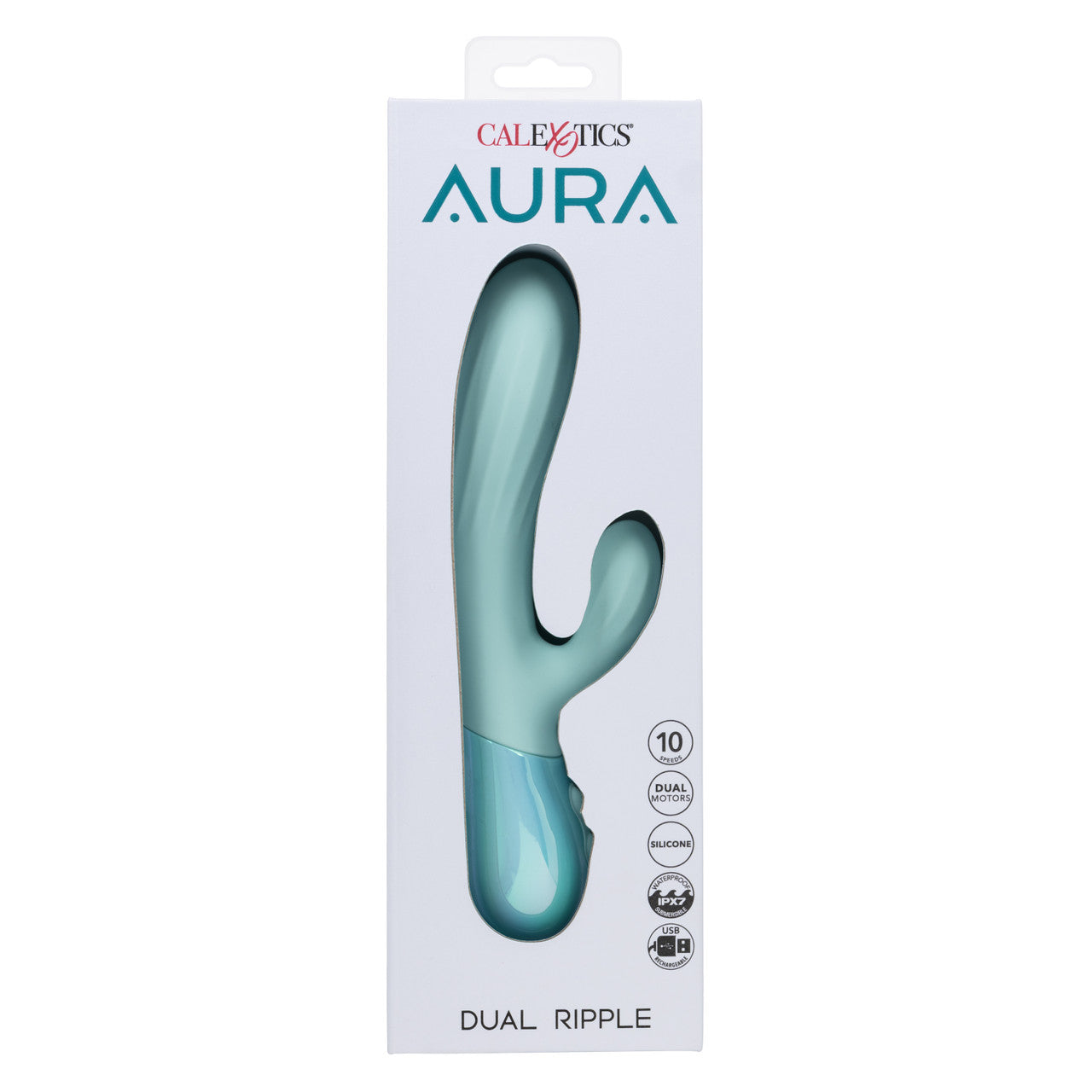 Aura Dual Ripple Rechargeable Silicone Rabbit Vibrator - Blue