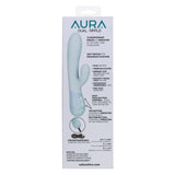 Aura Dual Ripple Rechargeable Silicone Rabbit Vibrator - Blue