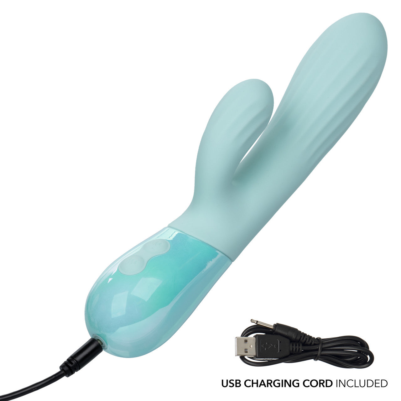 Aura Dual Ripple Rechargeable Silicone Rabbit Vibrator - Blue
