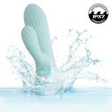 Aura Dual Ripple Rechargeable Silicone Rabbit Vibrator - Blue