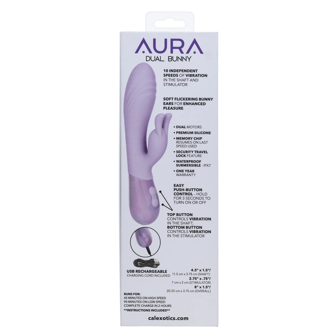 Aura Dual Bunny Rechargeable Silicone Rabbit - Purple