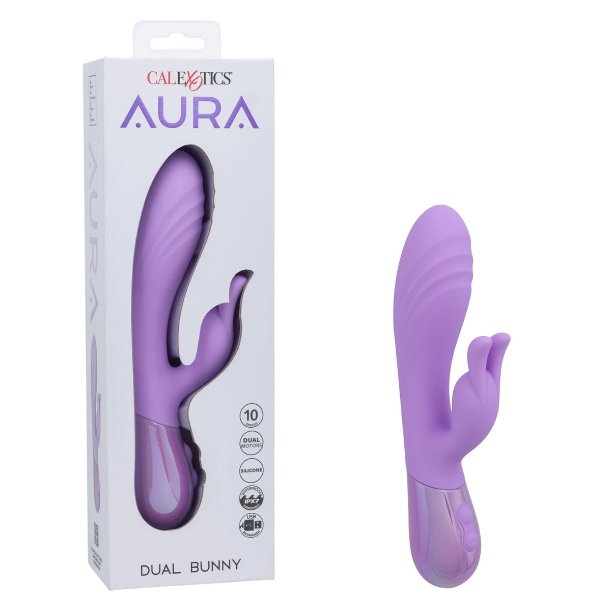 Aura Dual Bunny Rechargeable Silicone Rabbit - Purple