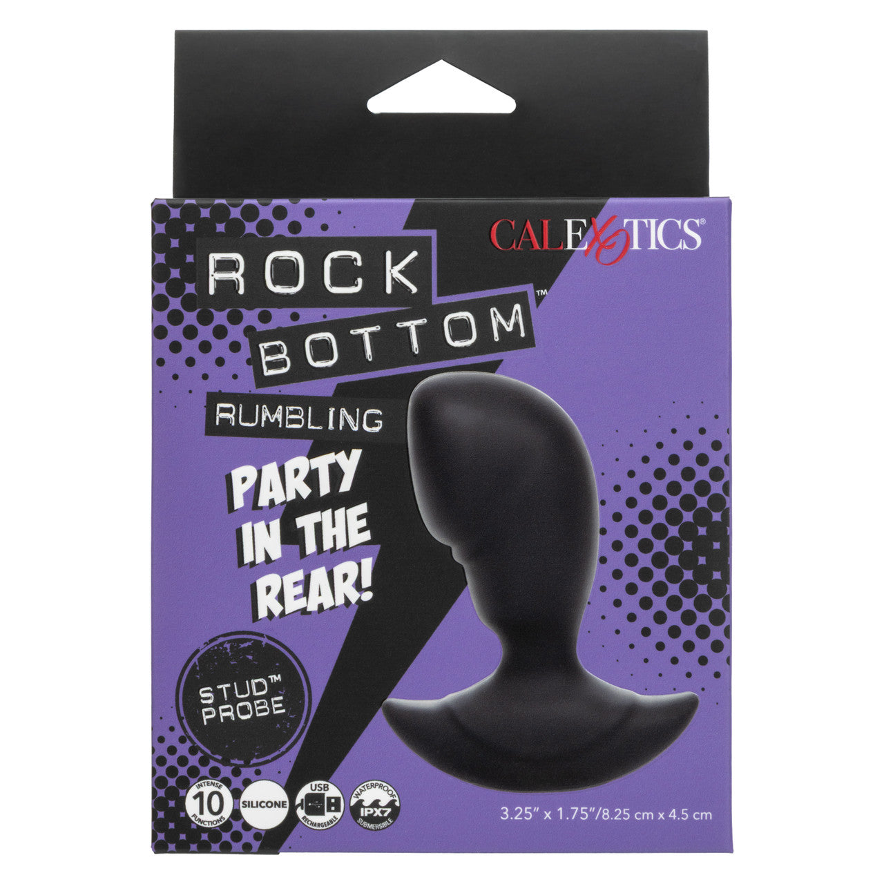 Rock Bottom Rumbling Stud Rechargeable Silicone Anal Probe - Black