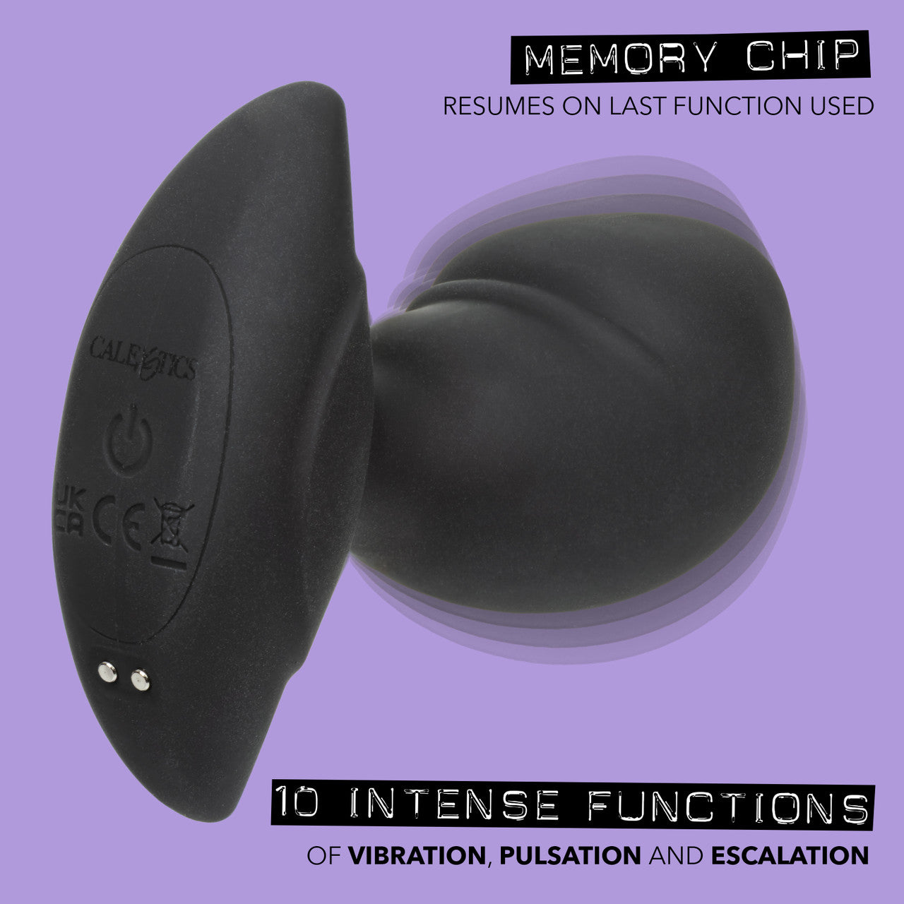 Rock Bottom Rumbling Stud Rechargeable Silicone Anal Probe - Black