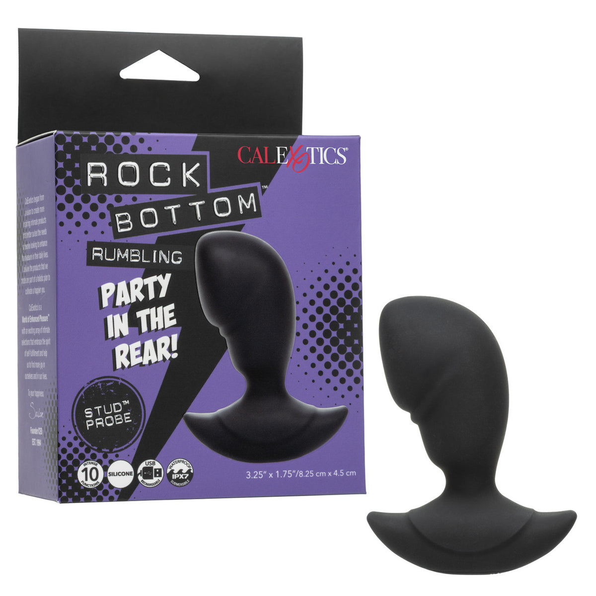 Rock Bottom Rumbling Stud Rechargeable Silicone Anal Probe - Black