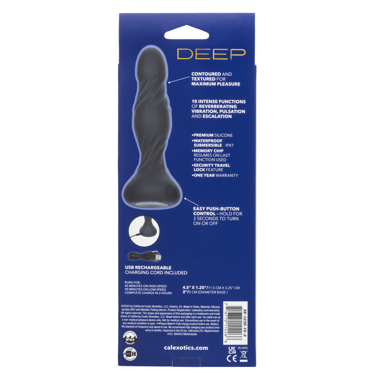Deep Stud Rechargeable Silicone Reverberating Probe - Black
