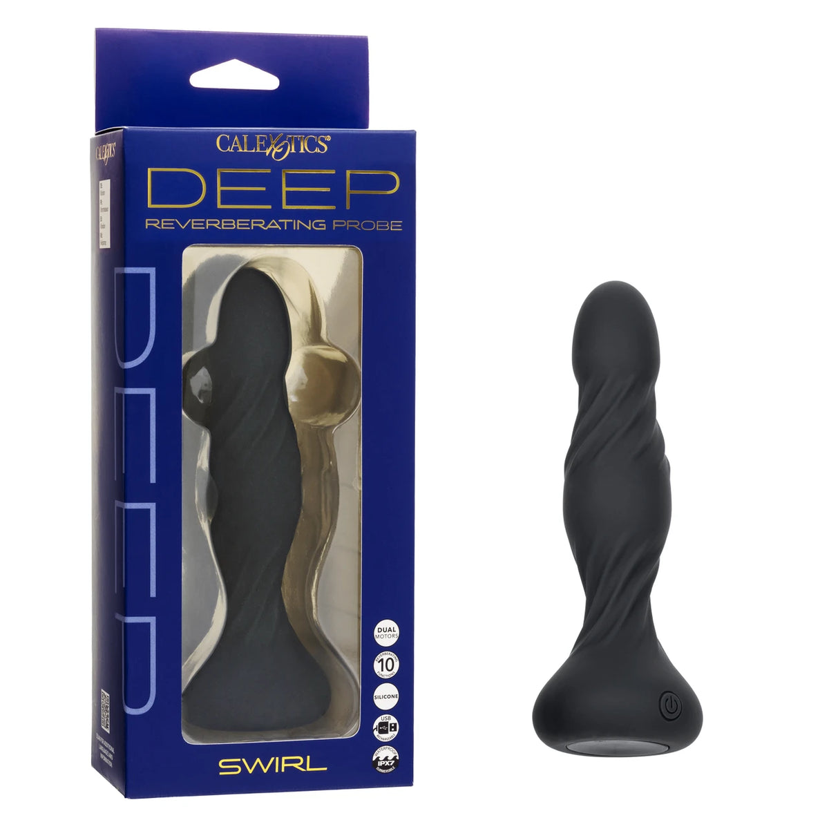 Deep Stud Rechargeable Silicone Reverberating Probe - Black