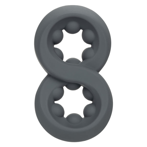 Alpha Liquid Silicone Beaded Crazy 8 Cock Ring - Gray