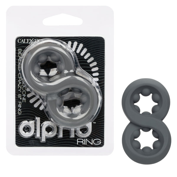 Alpha Liquid Silicone Beaded Crazy 8 Cock Ring - Gray