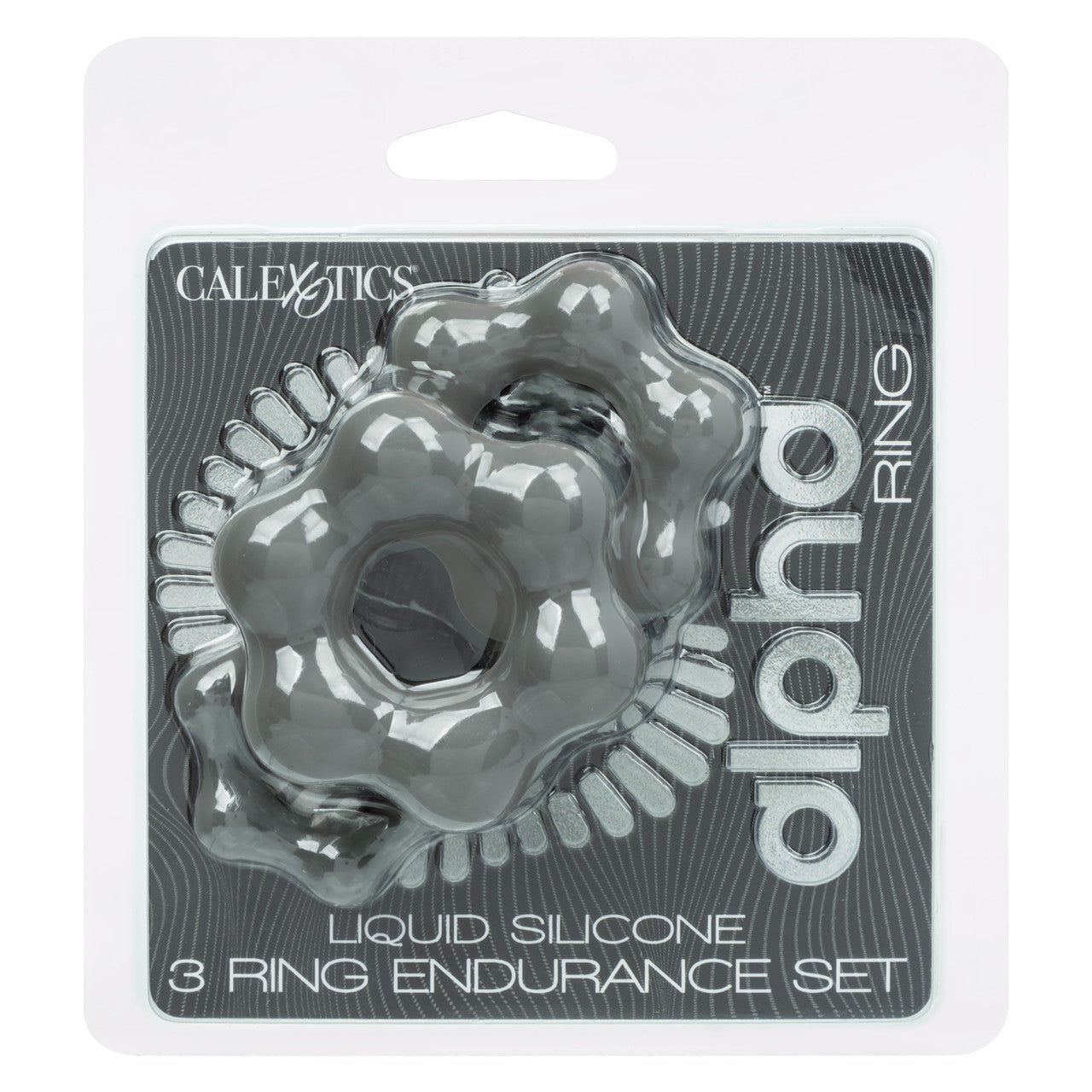 Alpha Liquid Silicone Cock Ring Endurance Set (3 Piece) - Gray