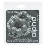 Alpha Liquid Silicone Cock Ring Endurance Set (3 Piece) - Gray