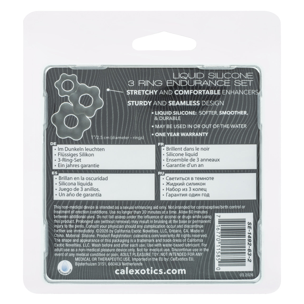Alpha Liquid Silicone Cock Ring Endurance Set (3 Piece) - Gray