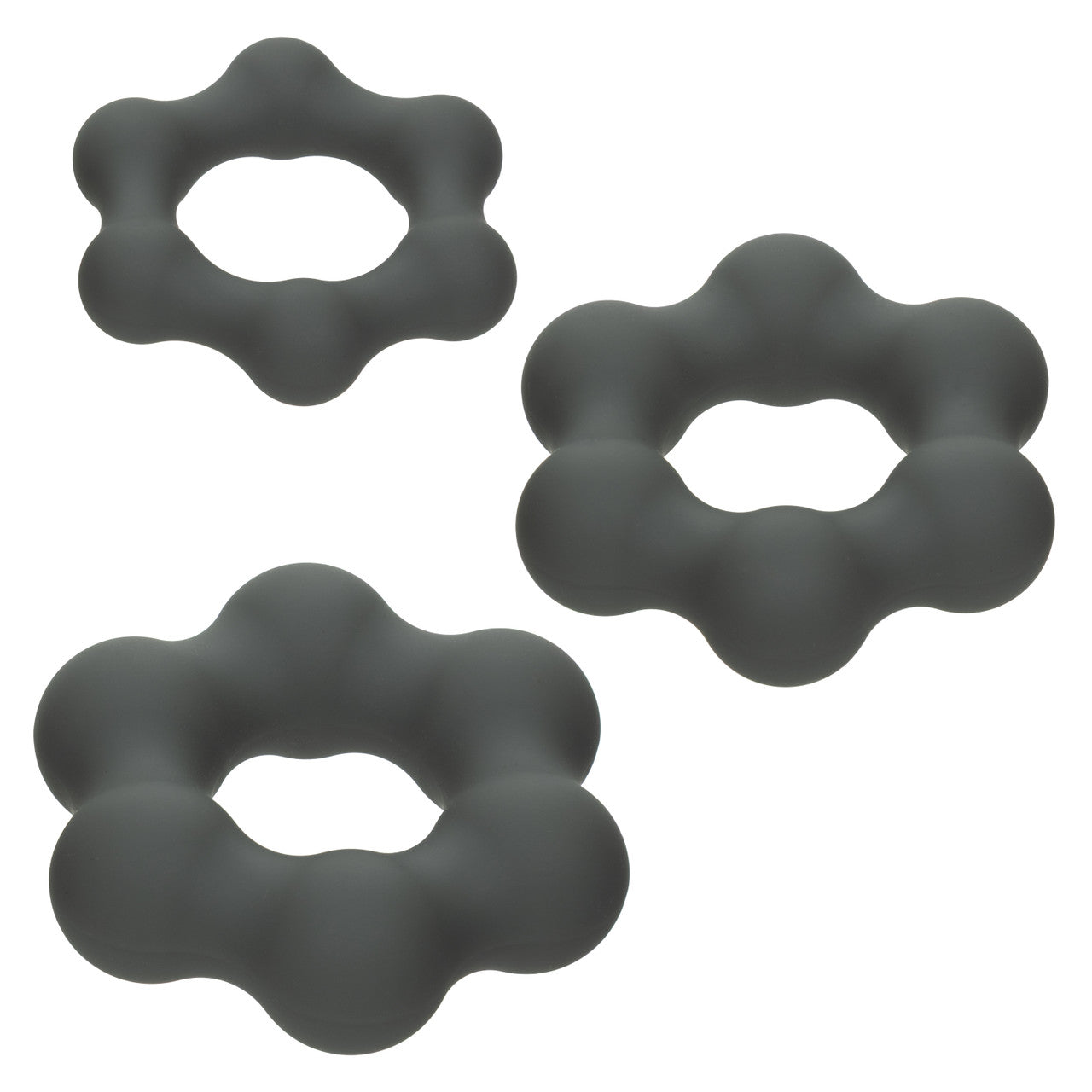 Alpha Liquid Silicone Cock Ring Endurance Set (3 Piece) - Gray
