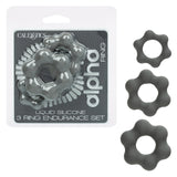 Alpha Liquid Silicone Cock Ring Endurance Set (3 Piece) - Gray