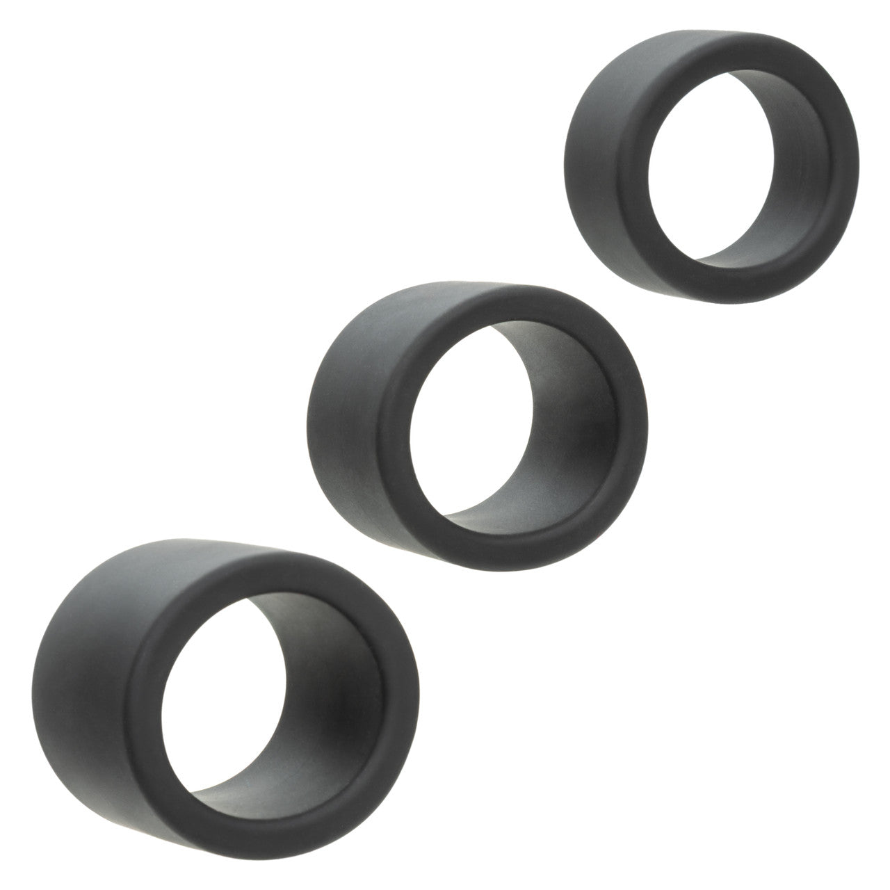 Alpha Liquid Silicone Cock Ring Endurance Set (3 Piece) - Black