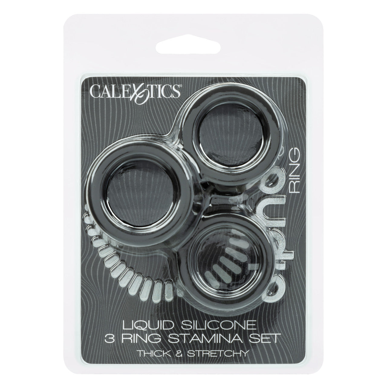 Alpha Liquid Silicone Cock Ring Endurance Set (3 Piece) - Black