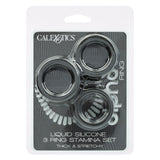 Alpha Liquid Silicone Cock Ring Endurance Set (3 Piece) - Black