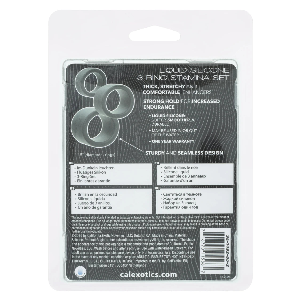 Alpha Liquid Silicone Cock Ring Endurance Set (3 Piece) - Black