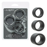 Alpha Liquid Silicone Cock Ring Endurance Set (3 Piece) - Black