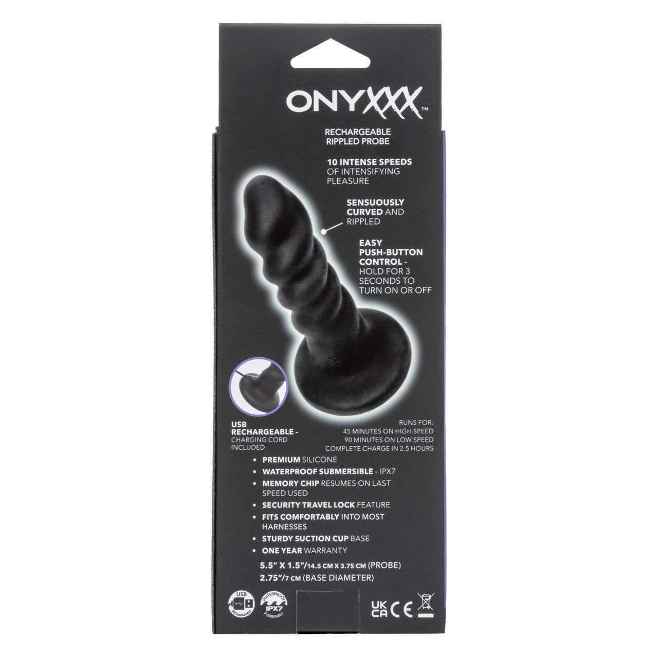 Onyxxx Rechargeable Rippled Probe - Black