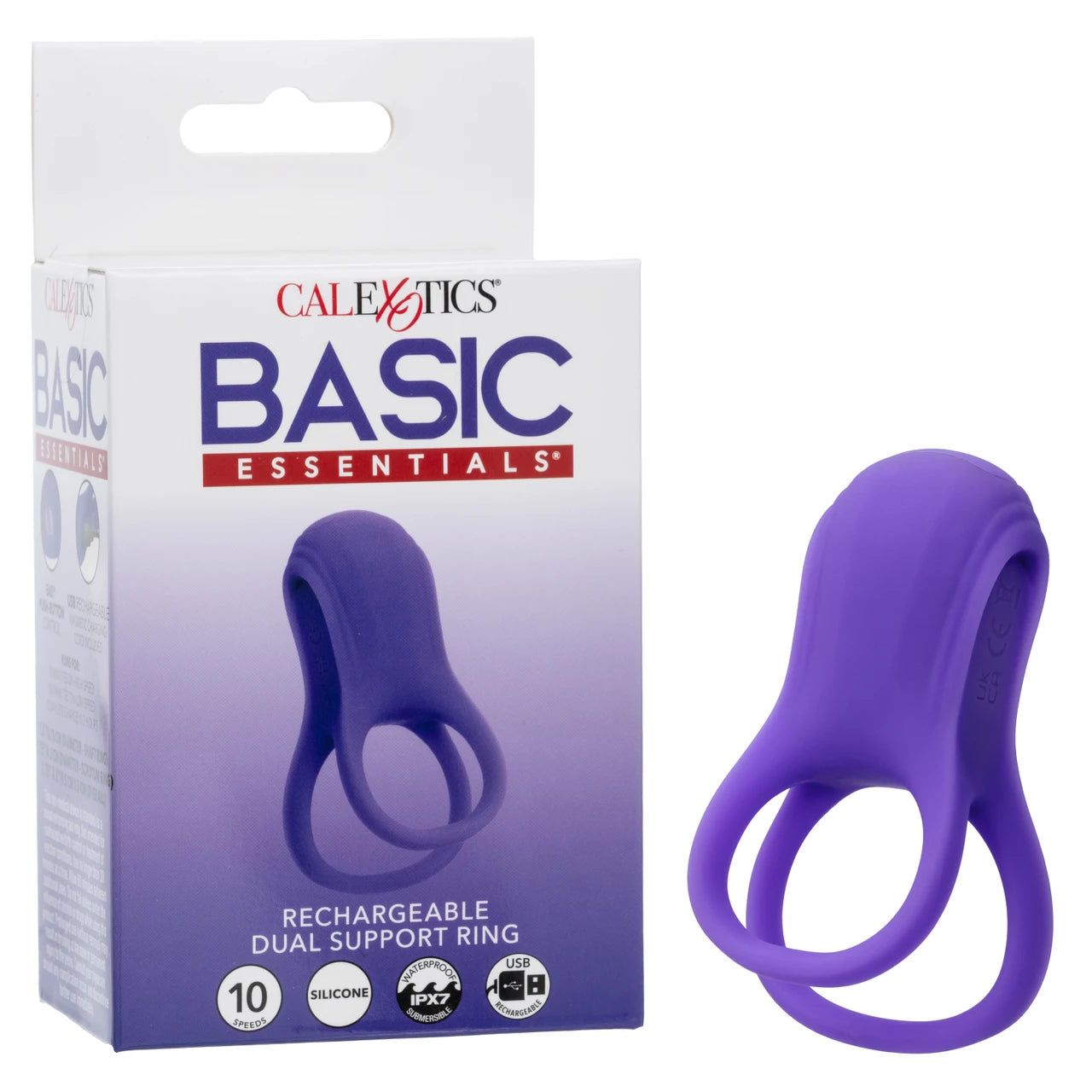 Basic Essentials Rechargeable Dual Support Silicone Cock Ring