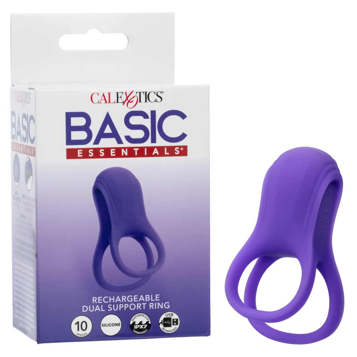 Basic Essentials Rechargeable Dual Support Silicone Cock Ring