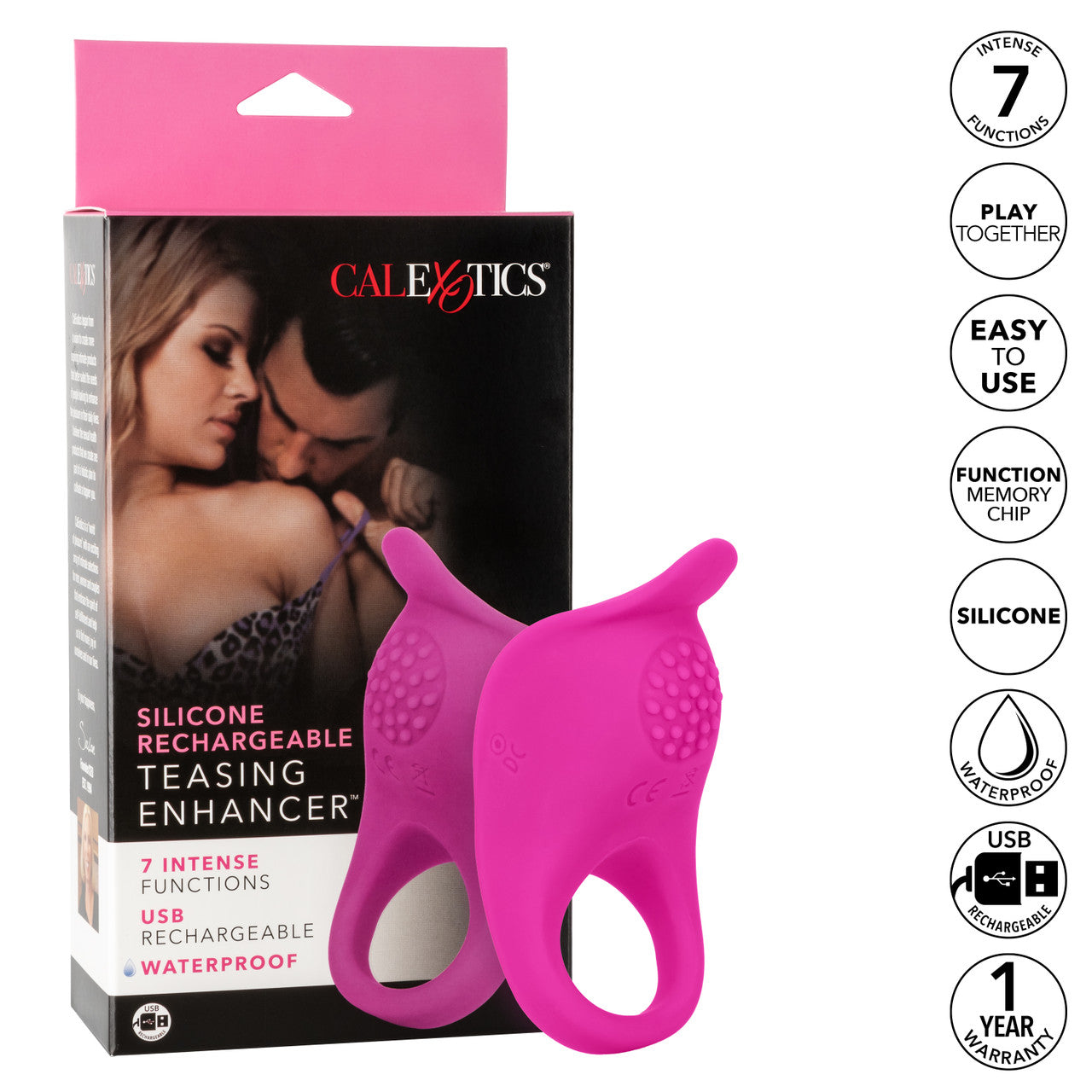 Silicone Rechargeable Teasing Enhancer - Pink