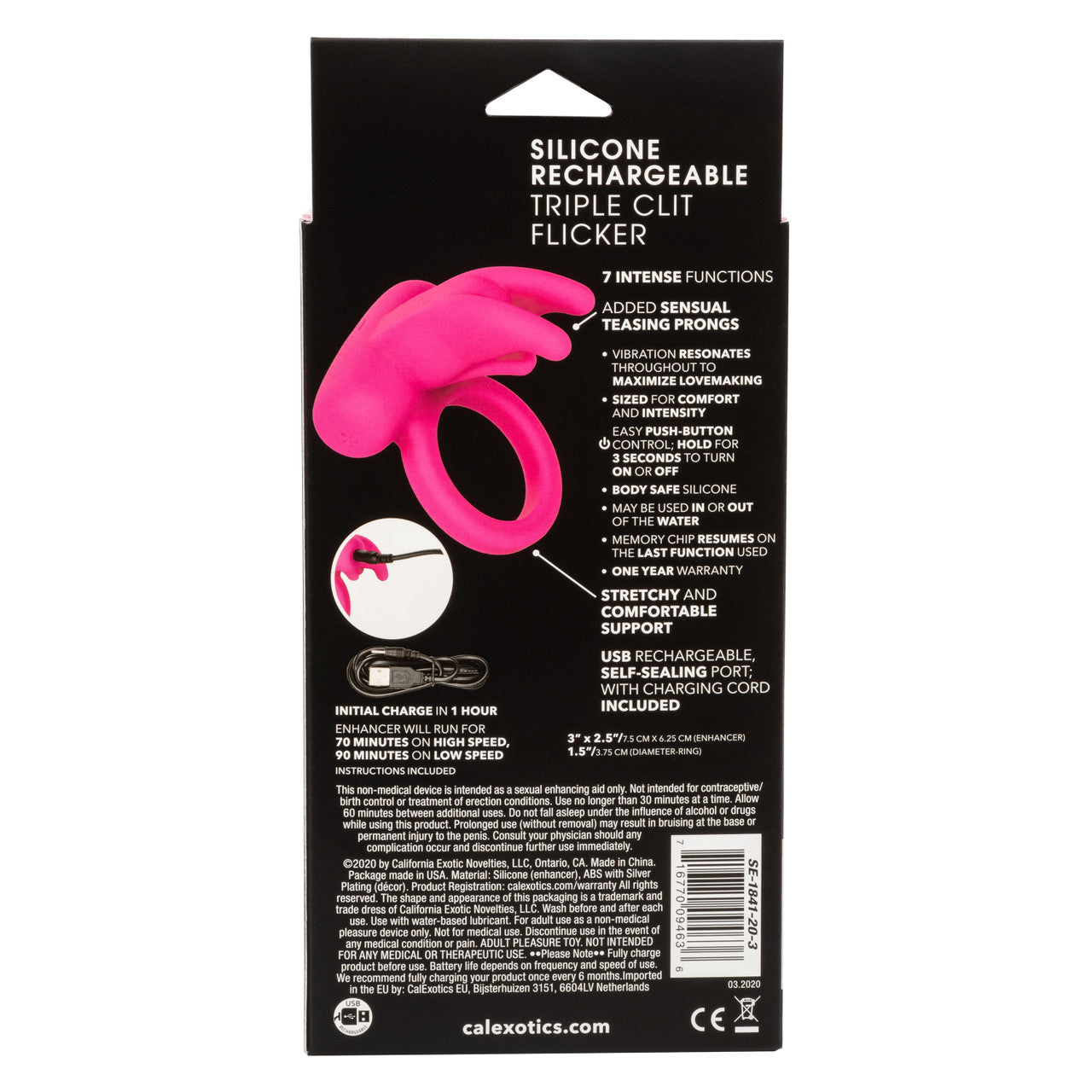 Silicone Rechargeable Triple Clit Flicker - Pink